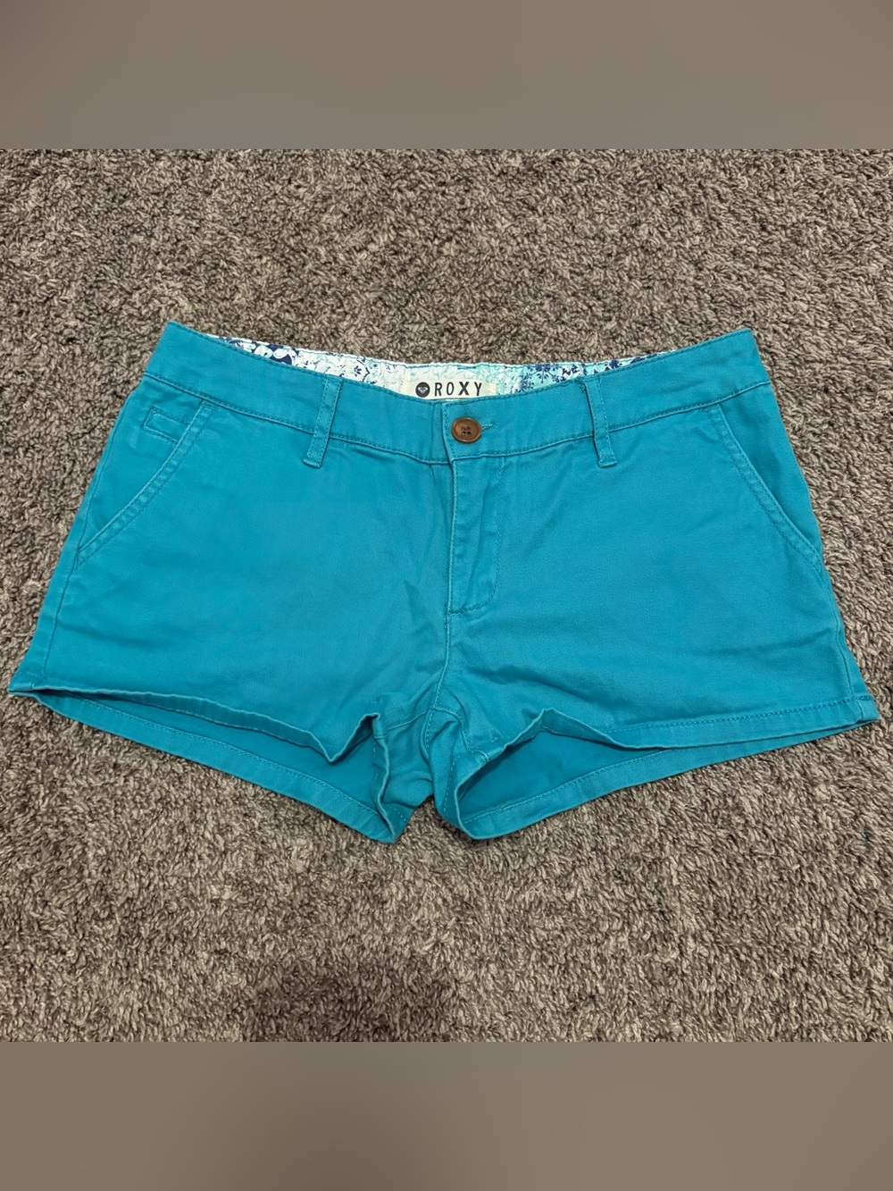 Y2K Roxy Women's Teal High-Rise Cotton Shorts
